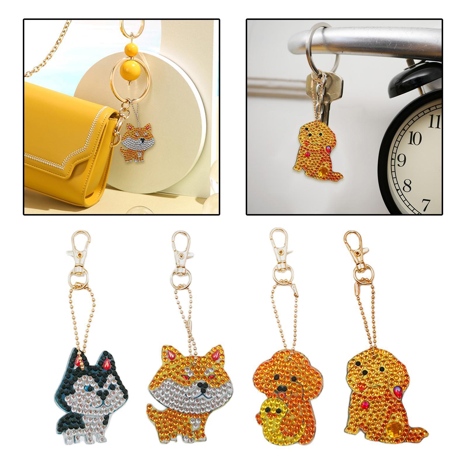 4x Keychain DIY Rhinestone Key Chain for Phone Wallet Decor