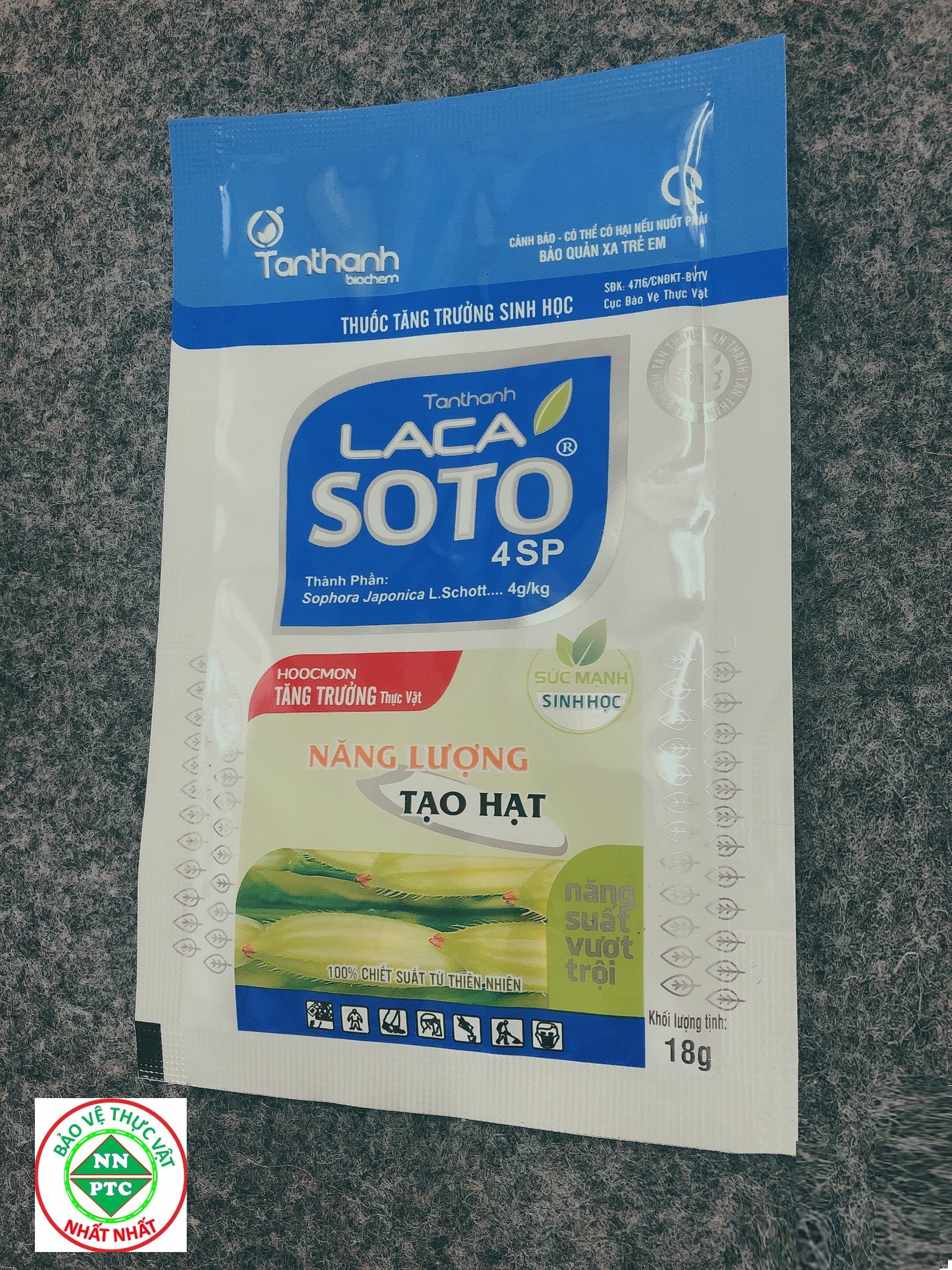 Sản Phẩm tăng trưởng sinh học LACA SOTO 4SP To Hạt Lúa,Khoai,Bắp,Lạc,Đậu Nành