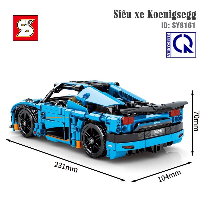 Đồ chơi lắp ráp Siêu xe Koenigsegg - SY BLOCK SY8161 (kéo cót chạy đà) - 527 chi tiết