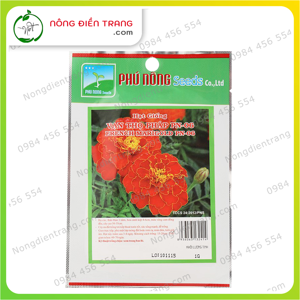 Hạt Giống Vạn Thọ Đỏ Pháp Phú Nông - Gói 1g - Dễ Trồng, Sức Sống Mạnh, Sắc Hoa Rực Rỡ VTNN Nông Điền Trang