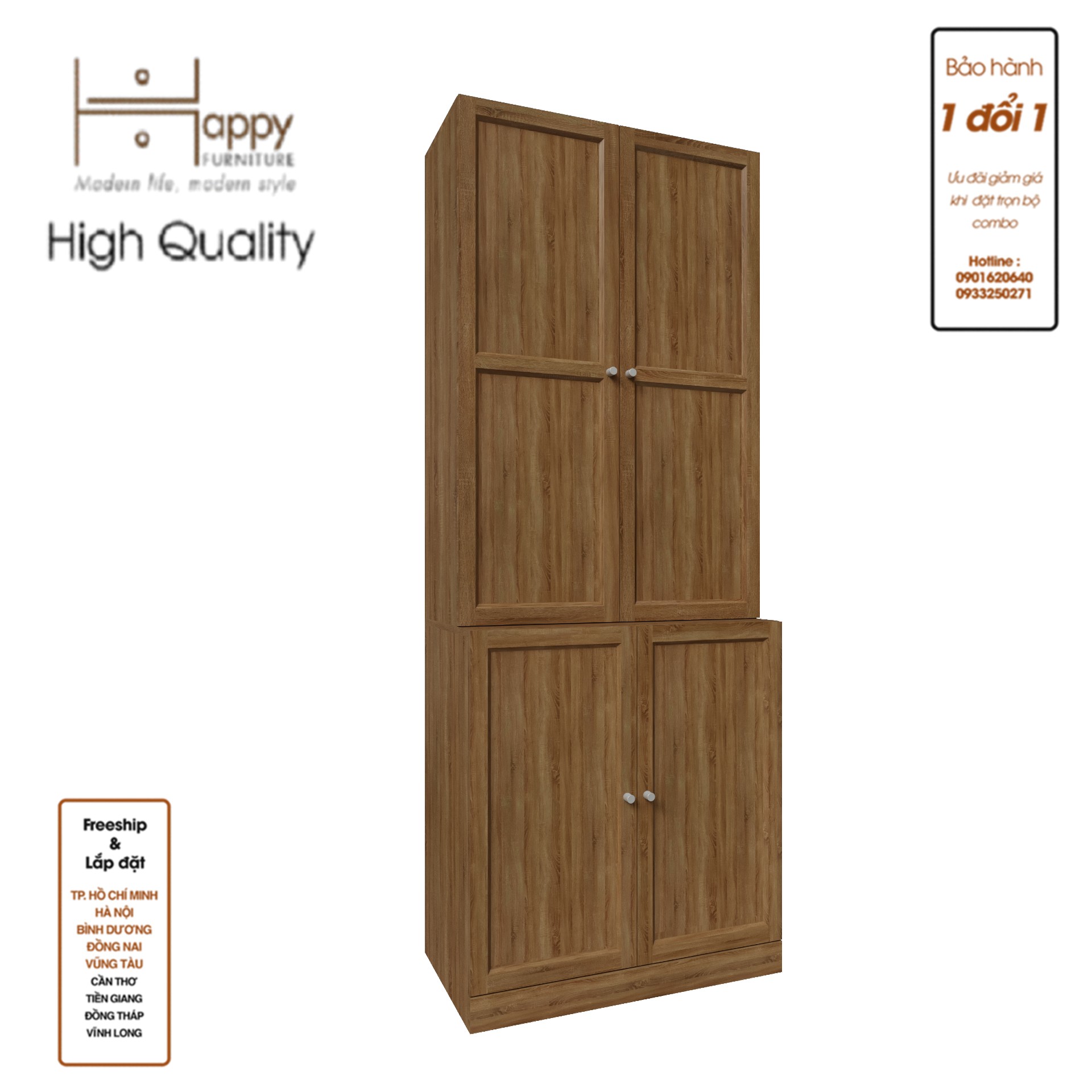 [Happy Home Furniture] SCANDINA, Kệ sách 4 cánh mở, 81cm x 47cm x 212cm ( DxRxC), KSA_045