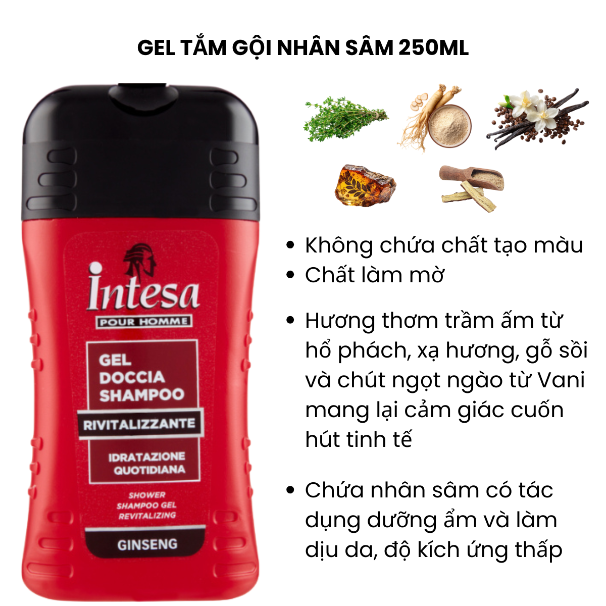 Sữa Tắm Gội Dạng GEL 250ml Thương Hiệu Intesa Cao Cấp Từ Ý KÈM Dao Cạo Râu Hàn 2 Lưỡi