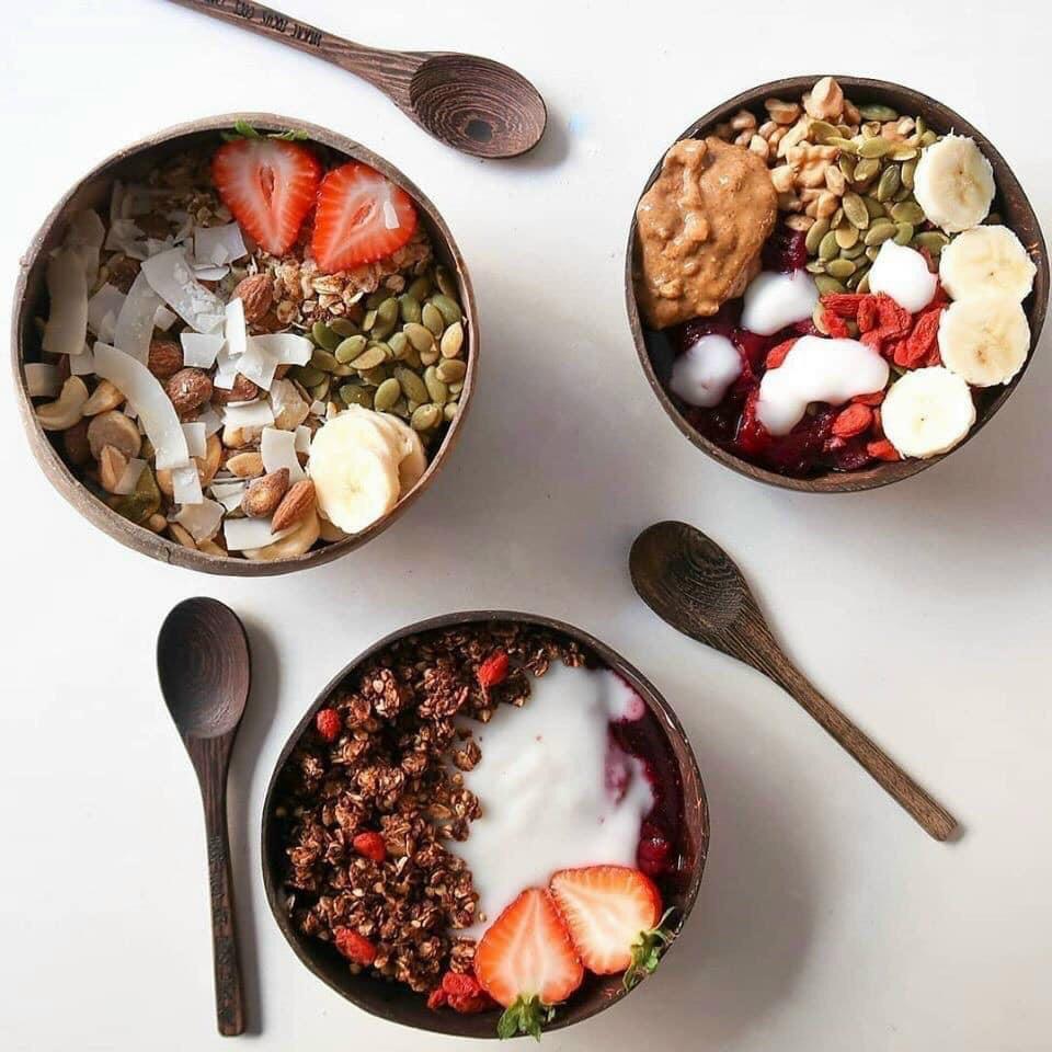 Bát Chén gáo Dừa cao cấp dùng ăn Salad, hoa quả dầm