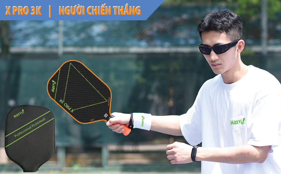 VỢT PICKLEBALL X PRO 3K MẶT SỢI CARBON 3K ĐAN CHÉO TẠO SOÁY CHO NGƯỜI CHƠI CHUYÊN NGHIỆP CÓ TRỢ LỰC