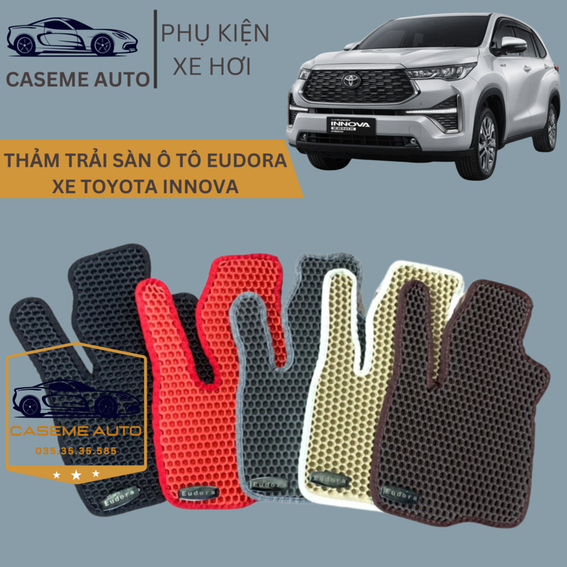 [TOYOTA INNOVA] Thảm Trải Sàn, Lót Sàn Ô Tô Cao Su Eudora CloudFoam Thiết Kế Theo Xe Dành Cho Xe TOYOTA INNOVA, Chống Nước, Không Mùi, Ngăn Bụi Bẩn, Dễ Vệ Sinh - Hàng Chính Hãng