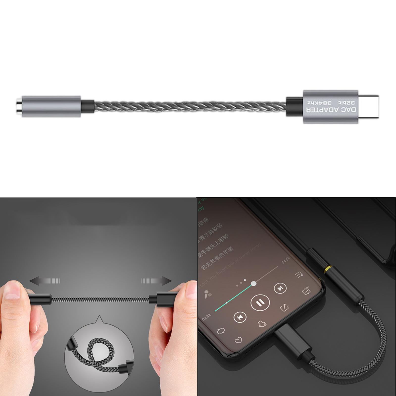 USB C to 3.5mm USB C to Mic Jack External Audio Adapter Grey