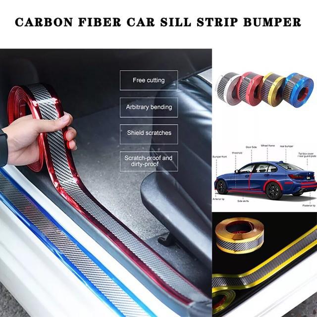 Combo 2 mét Miếng dán 3D carbon trang trí loại tốt sẵn keo 3M bóc dính dán viền xe, nẹp bước chân cửa cao cấp hàng dày