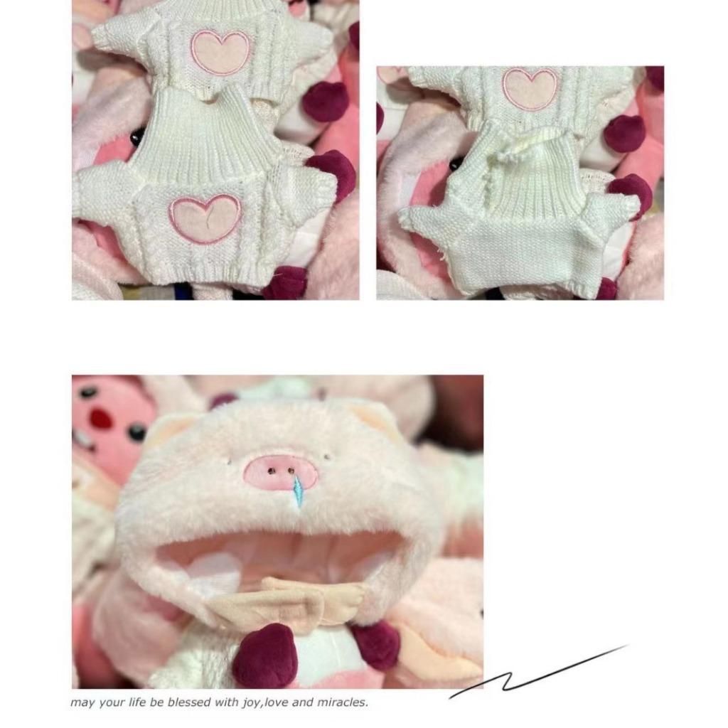 Thú nhồi bông Loopy cosplay mũ heo mặc áo len có thể cởi được - Size 20cm - Quà tặng Loopy đội mũ heo set gồm 1 gấu + mũ + áo len - Gối ôm cho bé