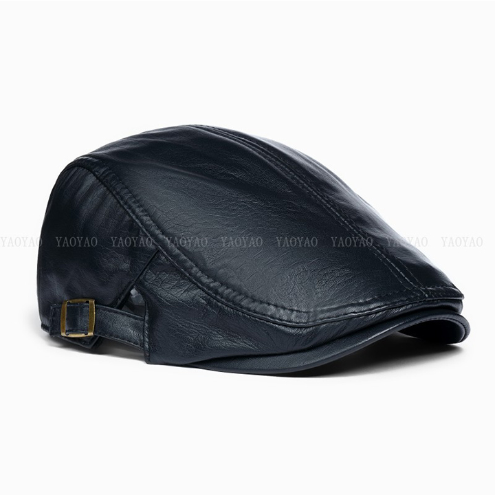Mũ/ Nón beret nam da cừu cao cấp BHY1903 Điều chỉnh được, Mỏng mềm, thoáng khí, không bong tróc