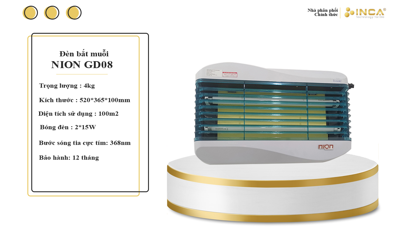 Đèn bắt muỗi côn trùng bẫy dính NION GD08 - Hàng chính hãng