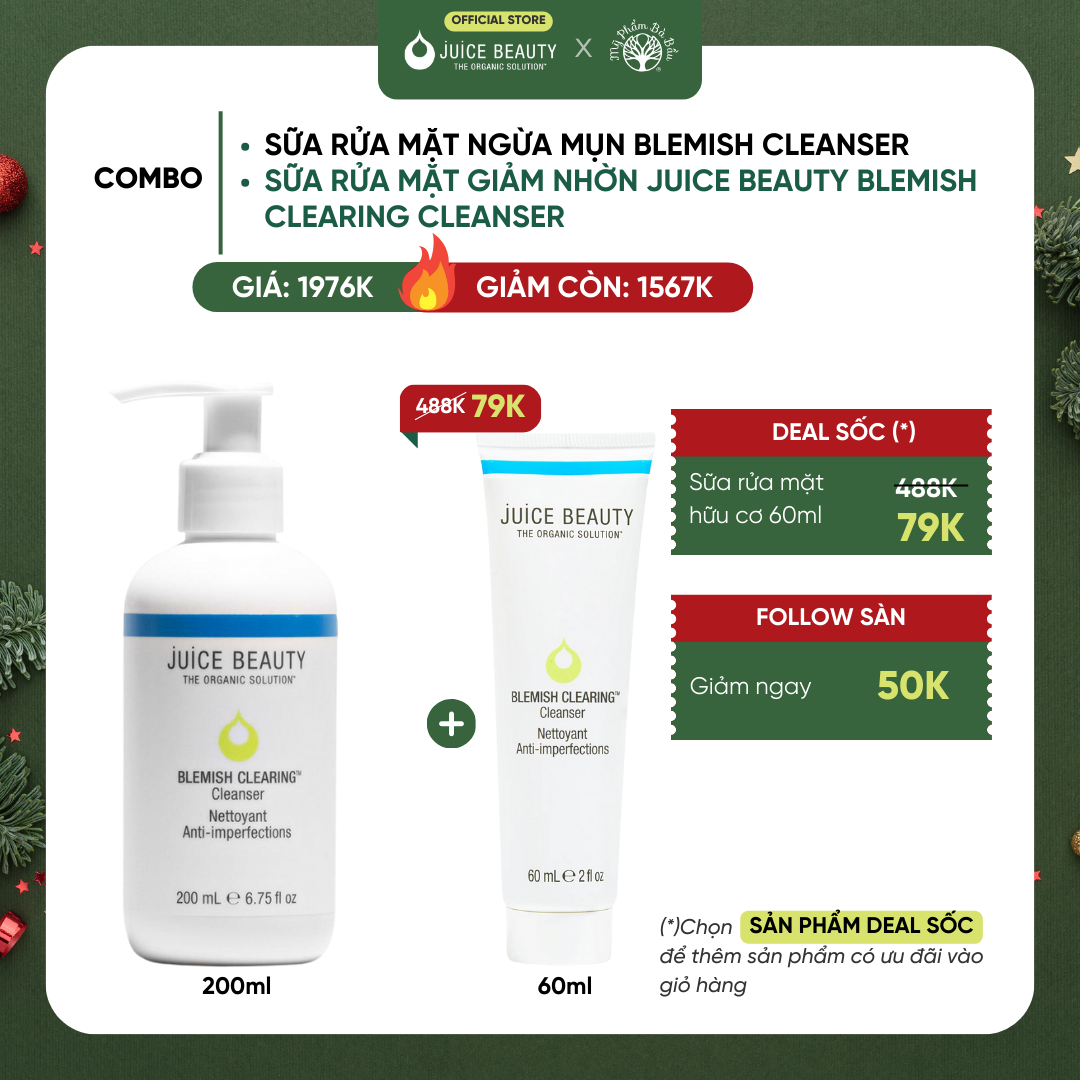 Sữa Rửa Mặt Cho Da Nhờn Mụn Juice Beauty Blemish Clearing Cleanser (200ml)