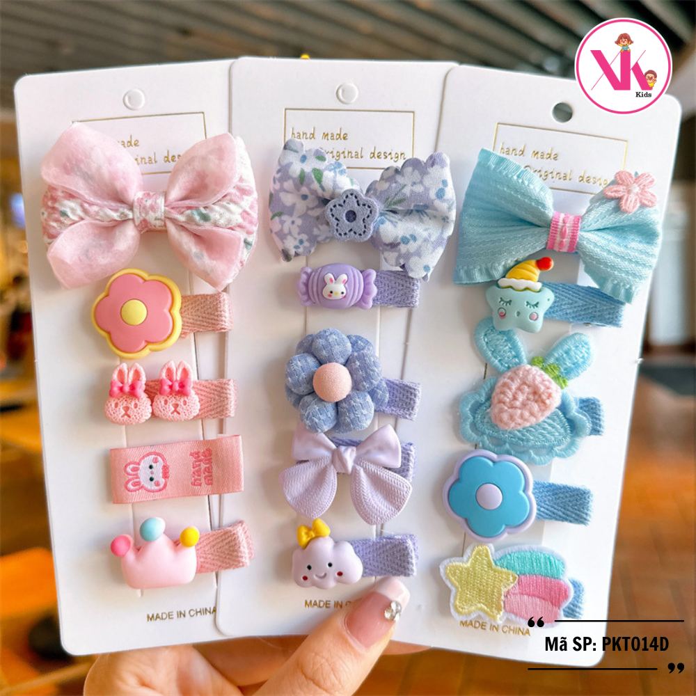 Set 5 kẹp tóc bé gái ngộ nghĩnh nhiều màu MIXI KIDS PKT014D