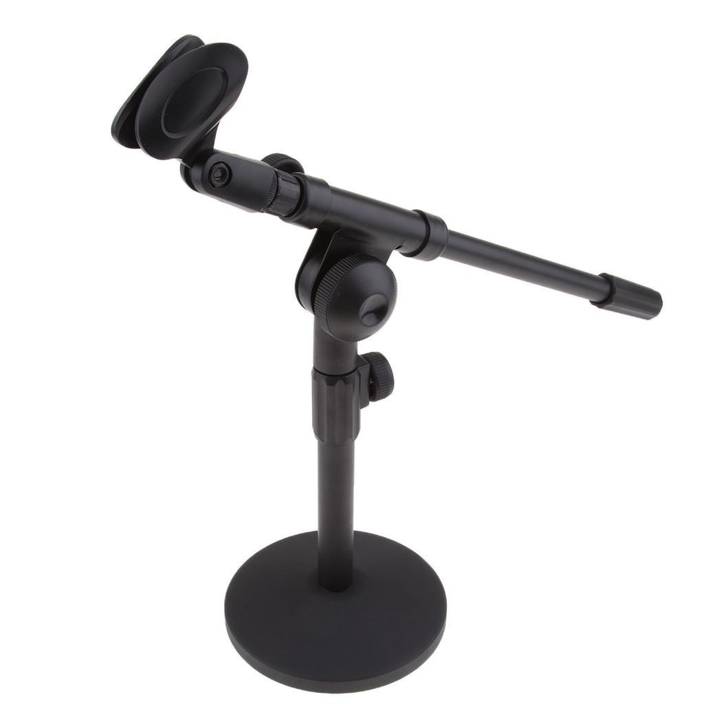 Adjustable Round Base Desktop Mic Stand Holder With Microphone Clip