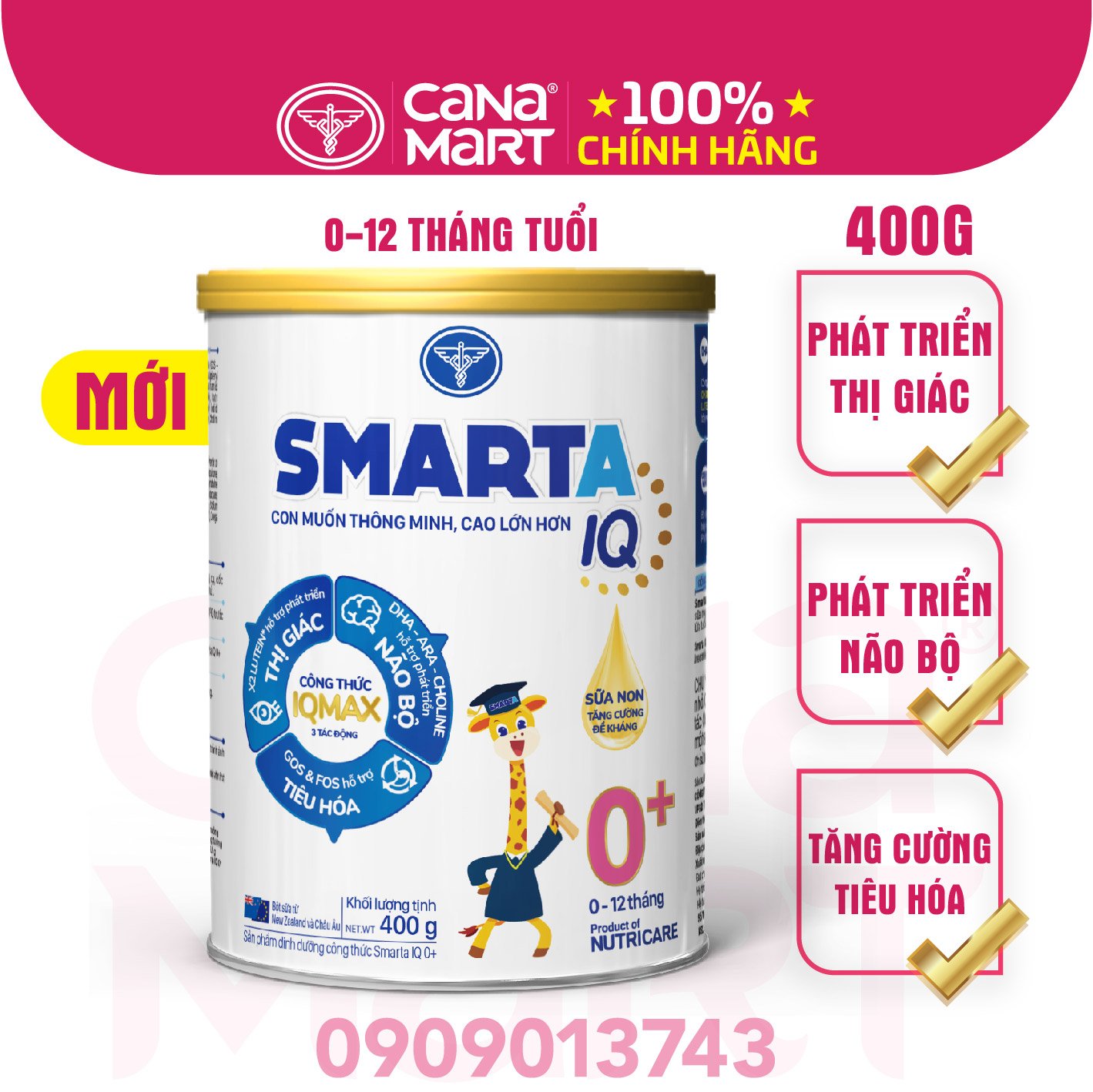 Sữa bột Nutricare Smarta IQ 0+ giúp trẻ phát triển trí não