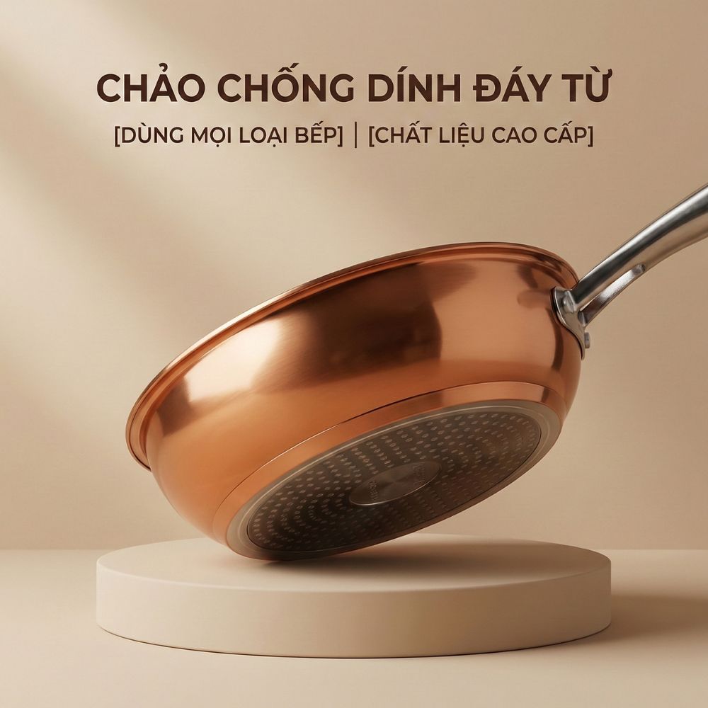 Chảo Chống Dính Đáy Từ Mishio (Size 20, 25, 30cm) MK430 MK431 MK432 - Chống Dính Gốm Cao Cấp, An Toàn Sức Khỏe, Dùng Cho Mọi Loại Bếp - hàng chính hãng