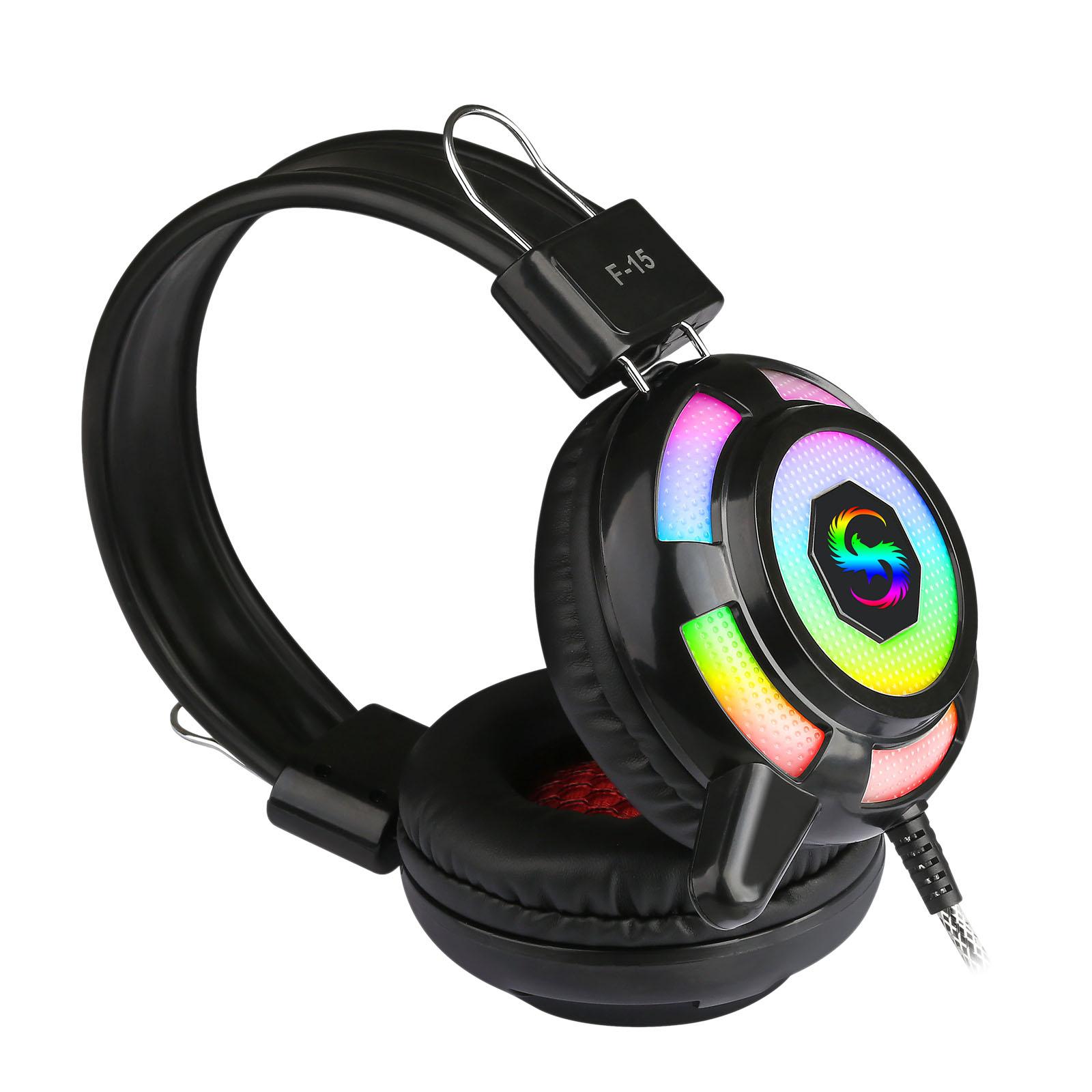 Tai nghe có dây KUBITE Tai nghe chơi game với ánh sáng RGB Điều khiển dây giao diện siêu rực rỡ với micrô