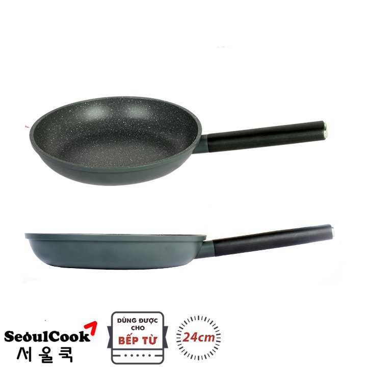 Bộ nồi chảo chống dính 2 món đáy từ Seoulcook Healthy, nồi 24cm + chảo 24 cm cao cấp Hàn Quốc, phong cách Châu Âu hiện đại, dùng được tất cả các bếp Induction