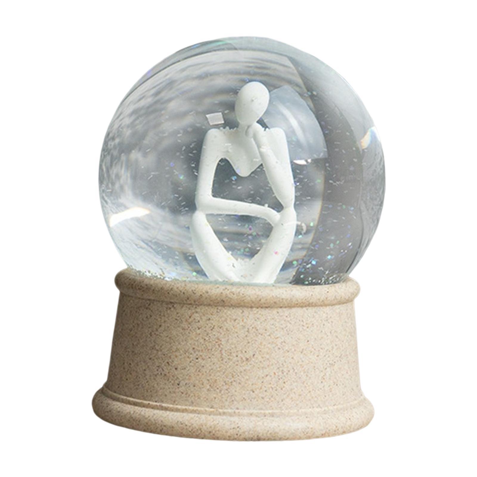 Modern Thinker Statue Ball Clear Ornament Decor for Bookshelf Office Home