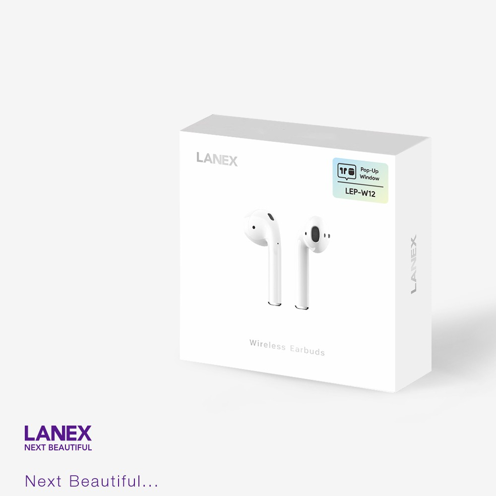 Tai nghe Bluetooth LANEX LEP-W12 (Cảm ứng 2 bên, định vị 5.0) - Hàng Nhập Khẩu