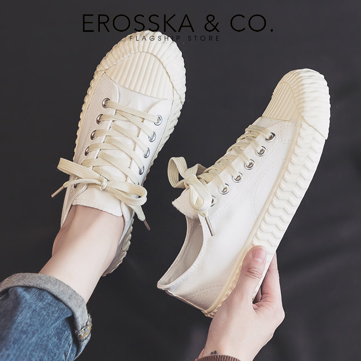 Erosska - Giày sneaker nữ đế bánh mì đi học kiểu dáng basic dễ phối - GS011