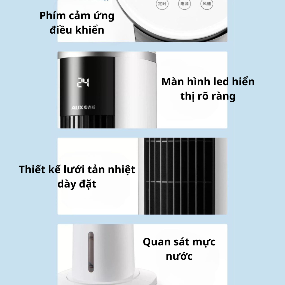 Quạt làm mát không khí mini, quạt hơi nước có điều khiển từ xa - TẶNG 5 gel đá