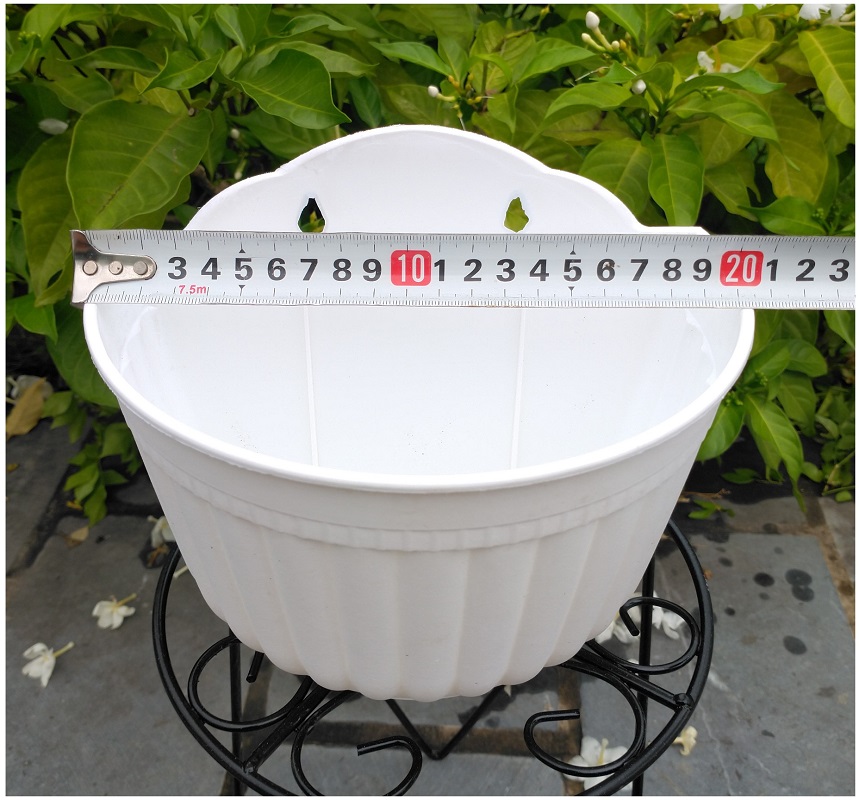 3 Chậu Ốp Tường Bán Nguyệt No: 210x130x140 Trồng Hoa Màu Trắng