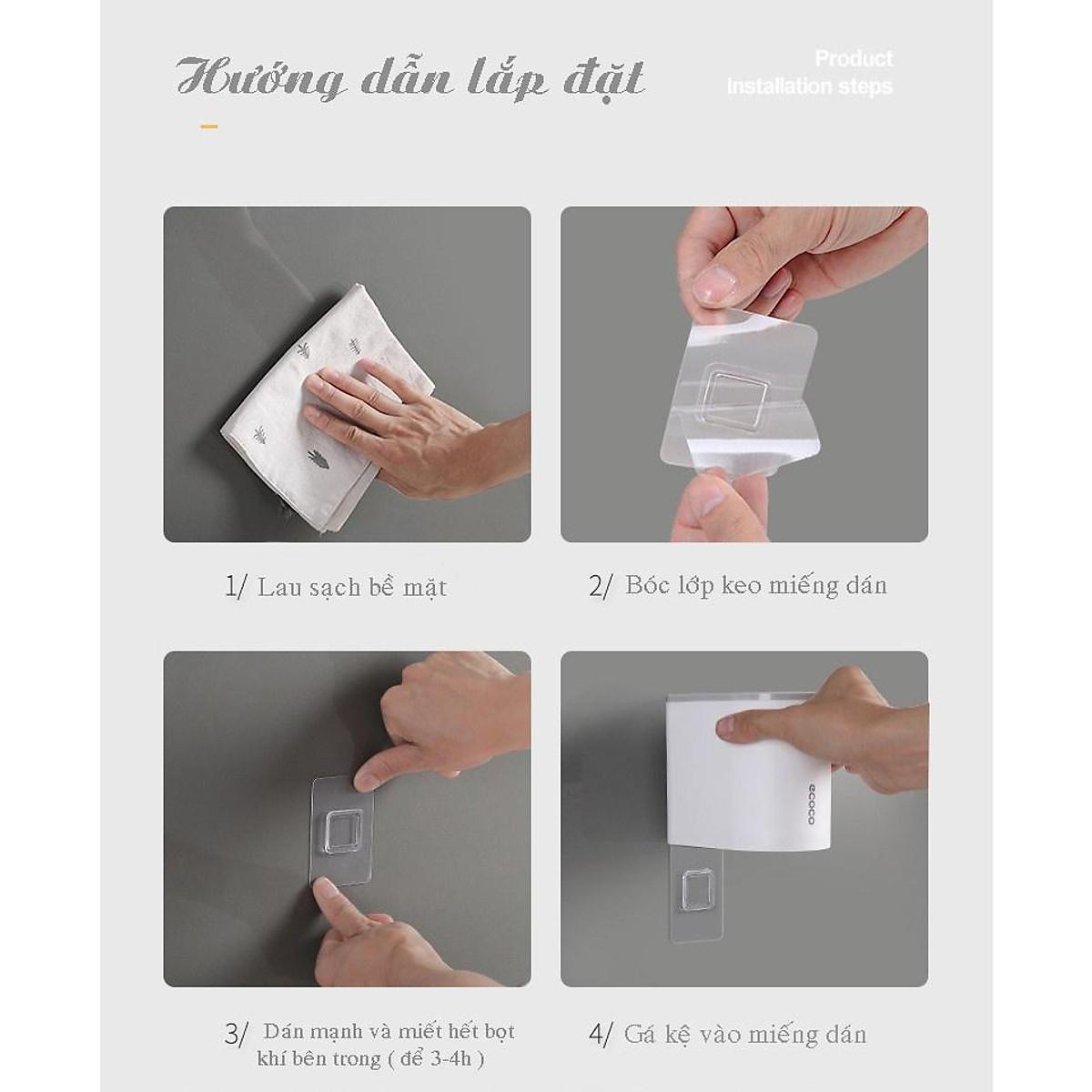 Kệ Nhà Tắm Kèm 2 Cốc, Kệ Để Bàn Chải Đánh Răng Thiết Kế Thông Minh Dính Tường Chắc Chắn, Cốc Nam Châm Hút Từ Tính