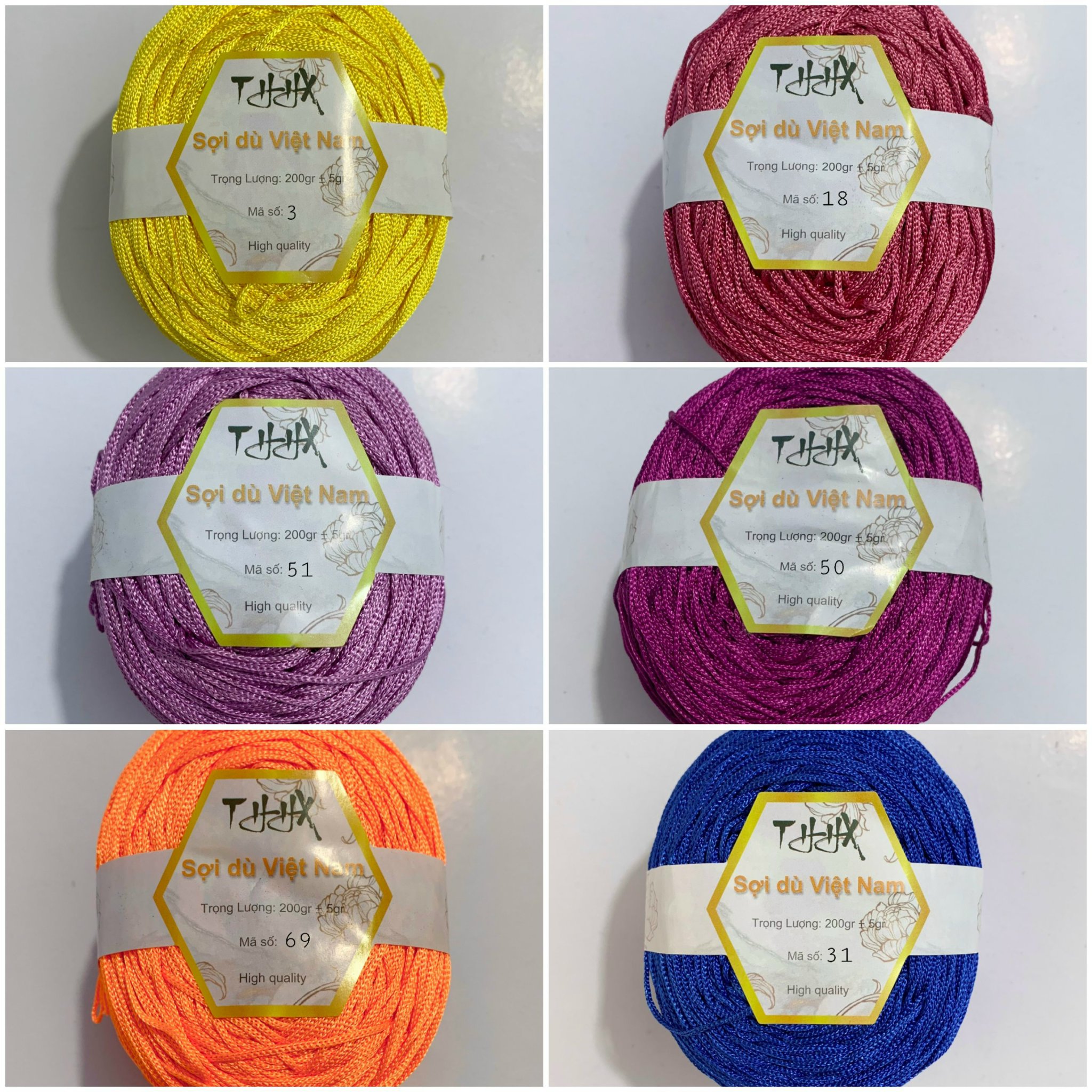 Sợi dù Việt Nam 1mm làm đồ thủ công đan móc có nhiều màu