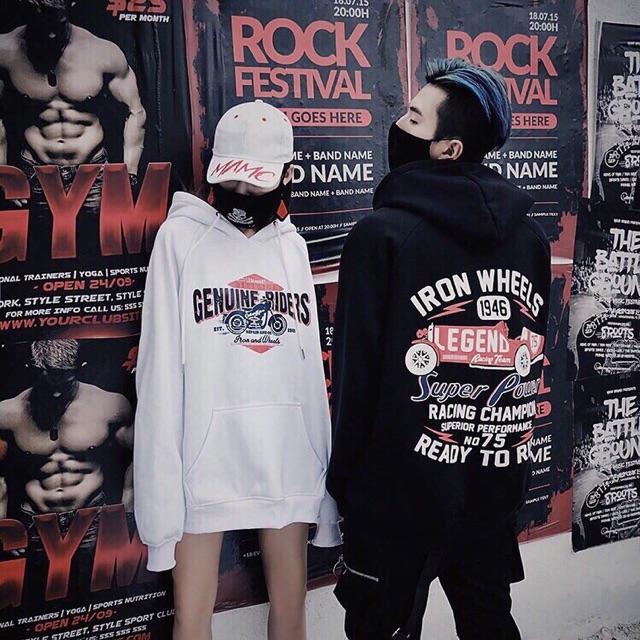 Áo hoodie nam nữ in I RON WHEELS