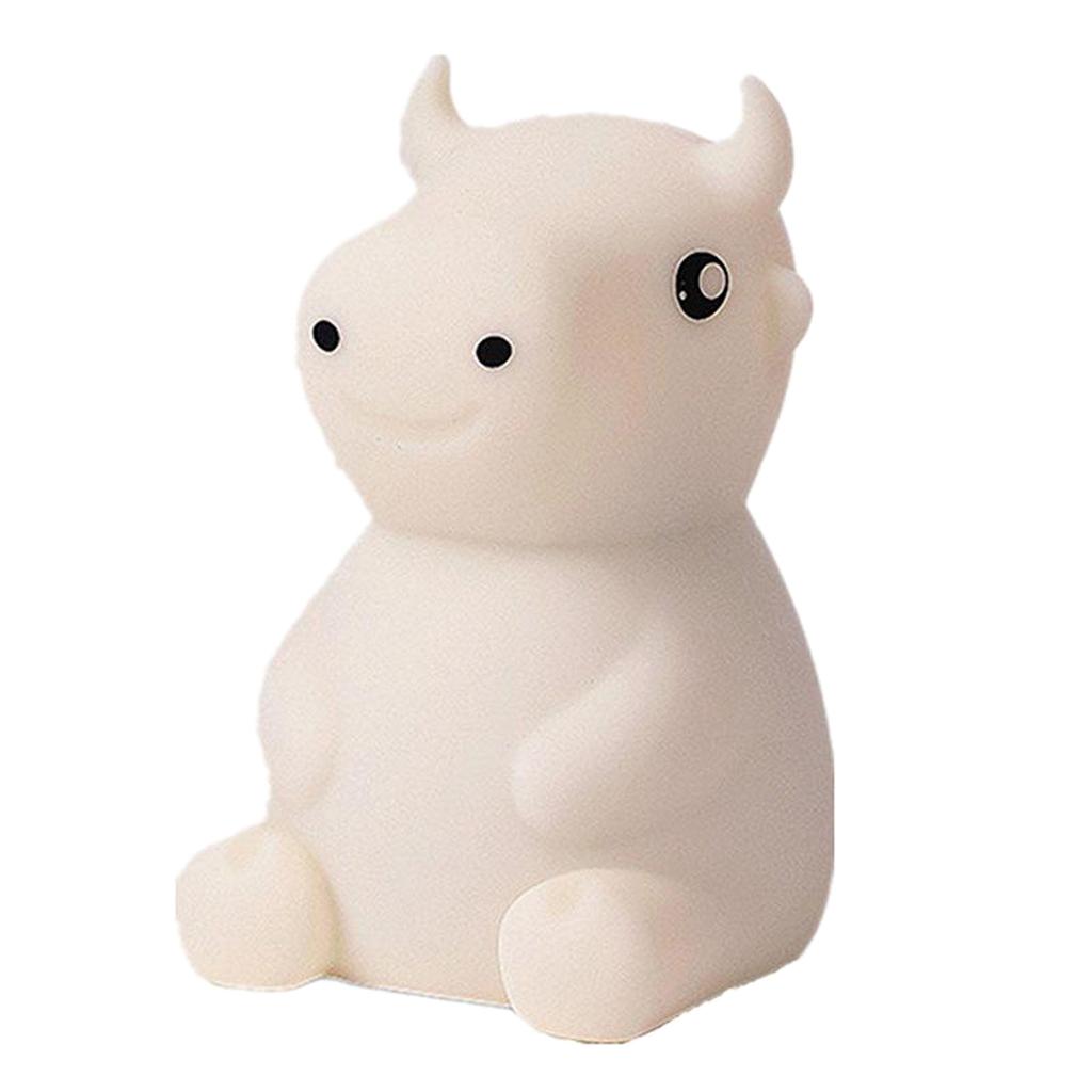 Silicone Cow LED Touch Sensor Night Light Cute Child Bedroom Lamp 7 Colors