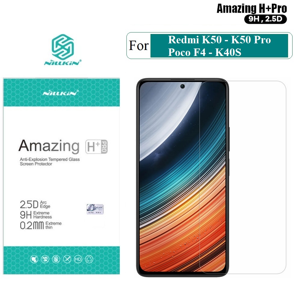 Cường lực dành cho Redmi K50 Pro - K50 - K40S - Poco F4 - 12T - 12T Pro - K50 Ultra Nillkin H+ Pro - Hàng nhập khẩu