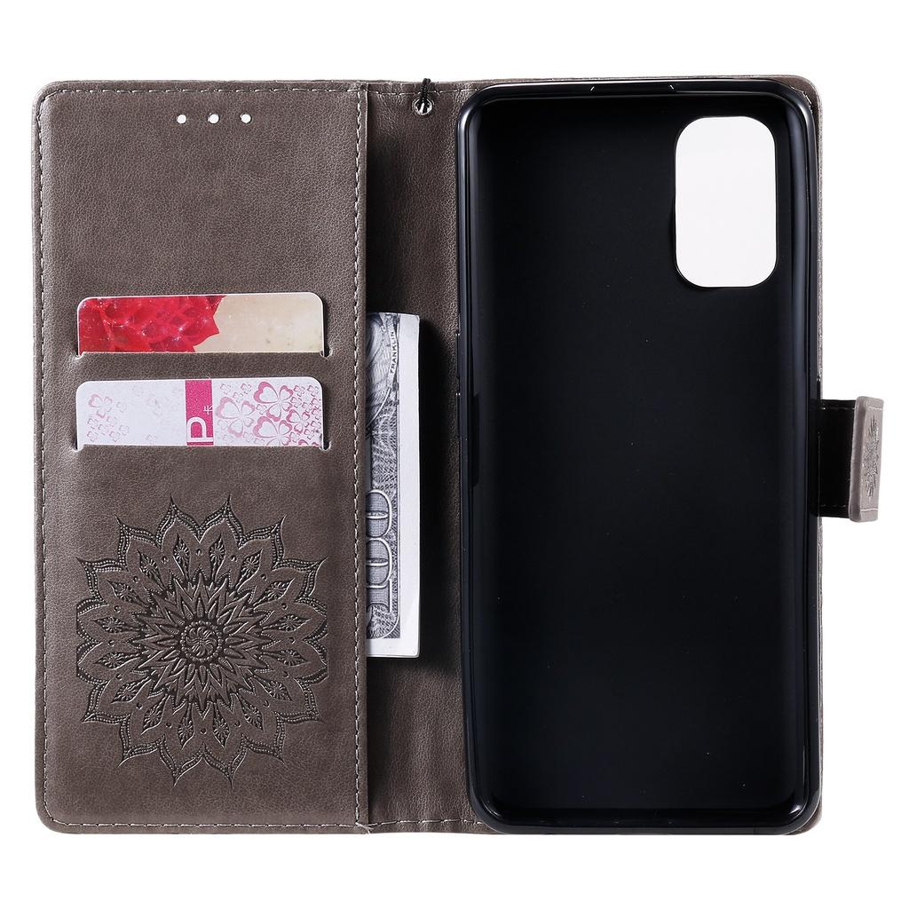 Ốp điện thoại silicon da PU kiểu ví gập in nổi họa tiết hoa hướng dương Cho OPPO REALME 7 PRO 7I C17 RENO4 PRO 4G RENO5 PRO 5G