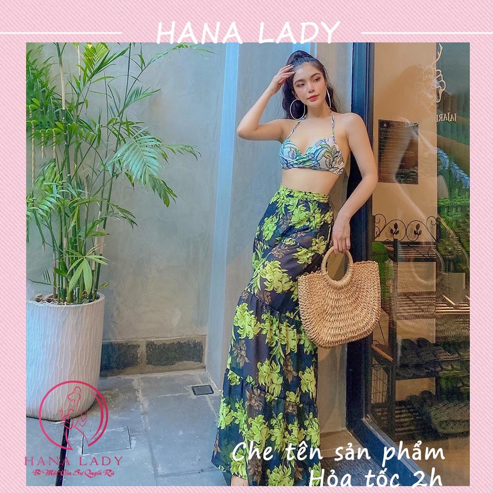 Quần ống rộng - Quần váy đi biển mặc ngoài bikini họa tiết hoa cao cấp