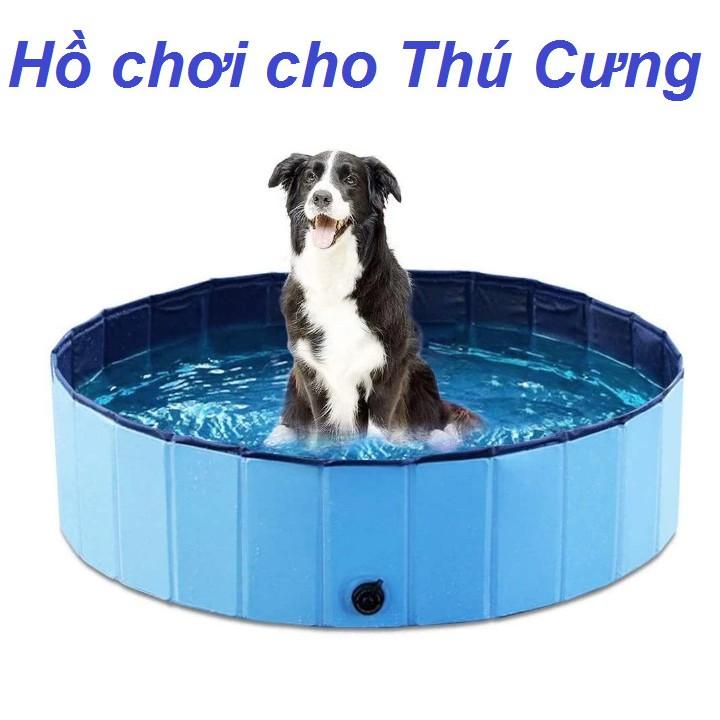 Bể bơi di động PORTABLE PAW POOL Cho Thú Cưng 80x20cm (Blue) - Home and Garden