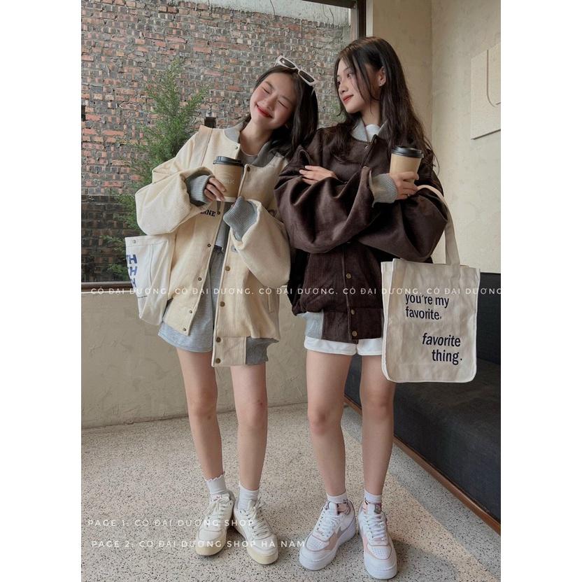 Áo khoác bomber Unisex Nhung Tăm Thêu LASVEGAS Chống Nắng Form Rộng 2 Lớp SENAVA