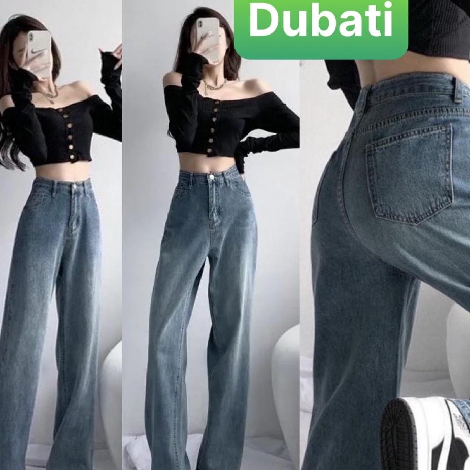 QUẦN BAGGY JEAN NỮ XANH CHẤT BÒ ỐNG RỘNG DÀI LƯNG CAO NÂNG MÔNG PHONG CÁCH SANG CHẢNH NEW VIP -DB 20- DUBATI FASHION