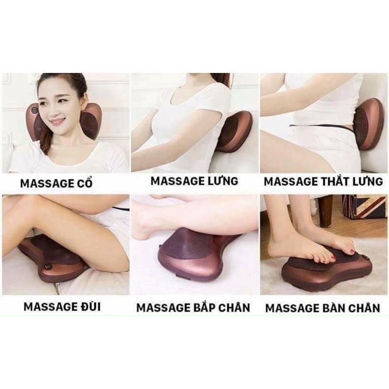Gối Massage Hồng Ngoại 8 Bi, Dụng Cụ Massage Cổ, Lưng, Bụng, Nhỏ Gọn Tiện Lợi Dễ Mang Theo