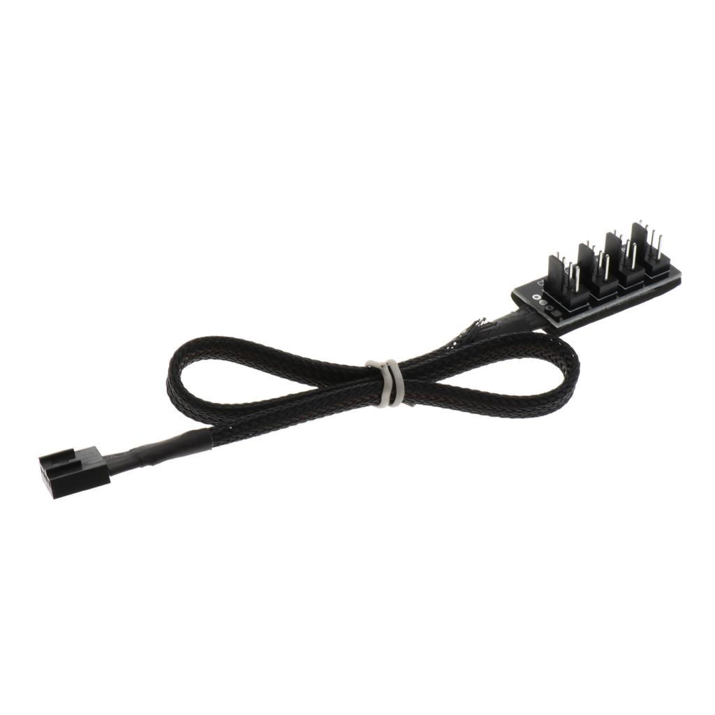PWM , PC Fans Hub 3pin/4pin Sleeved PWM Fan Splitter Hub Cable