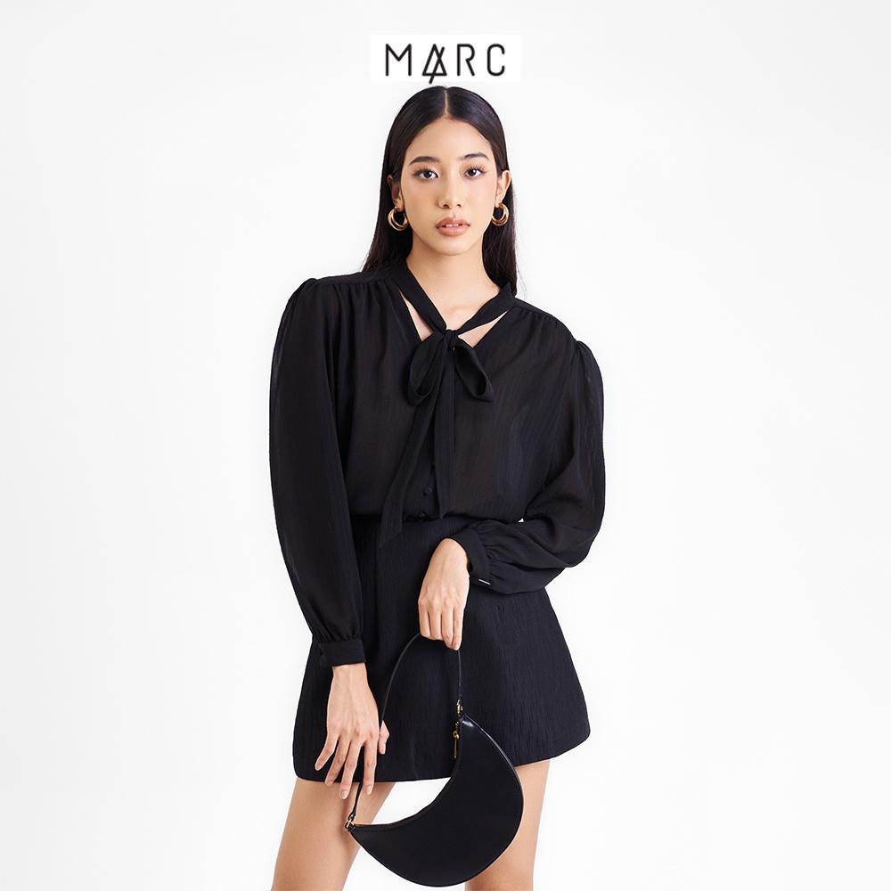 Áo kiểu sơ mi nữ MARC FASHION tay dài cổ tim cột nơ FANT092622