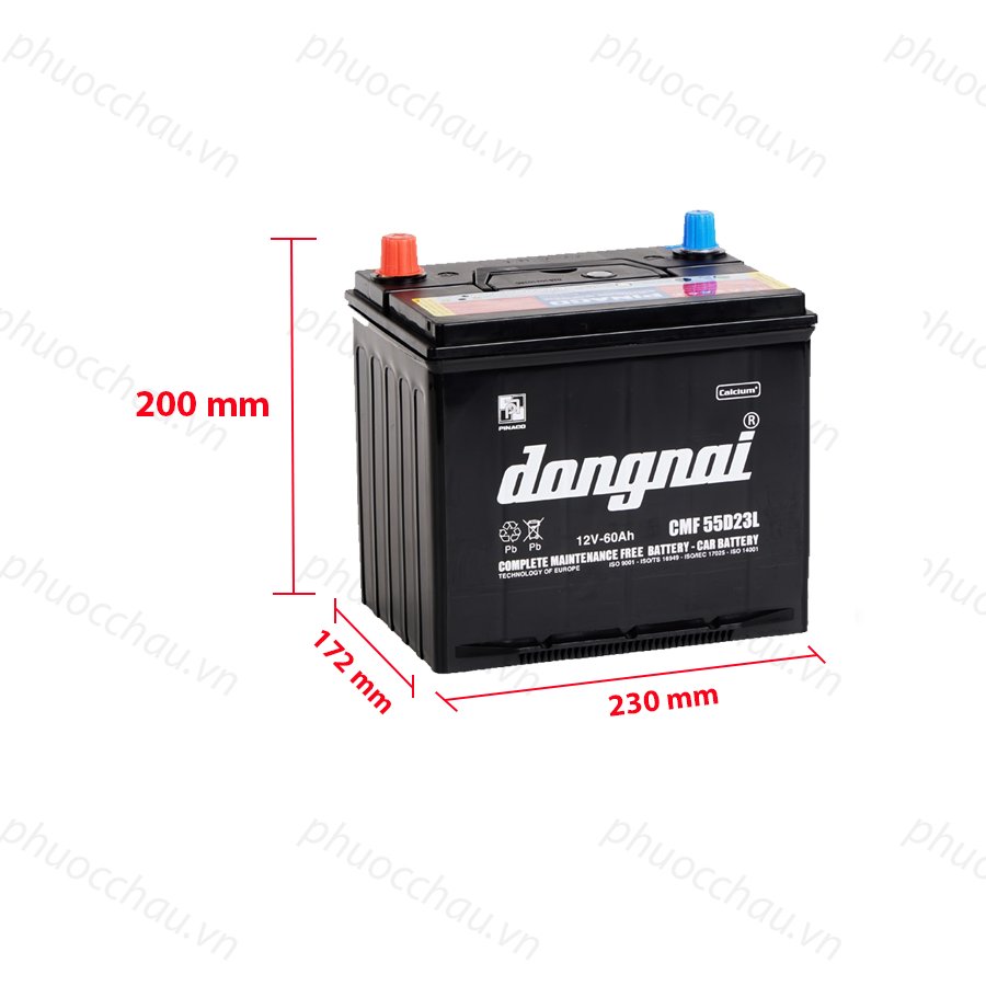 Bình Ắc Quy 12V-60AH, Ắc Quy DONGNAI CMF 55D23L/R