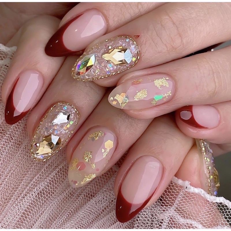 Dây bi dẹt đính móng , phụ kiện trang trí móng