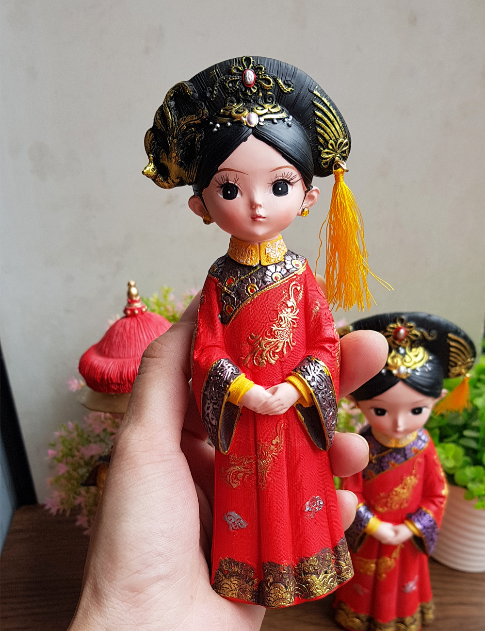 Bộ 02 tượng chibi Hoàng Thượng và Hoàng Hậu cổ trang 3D sinh động