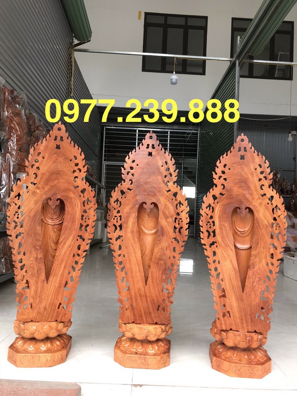 Tượng tam thánh gỗ hương 50cm