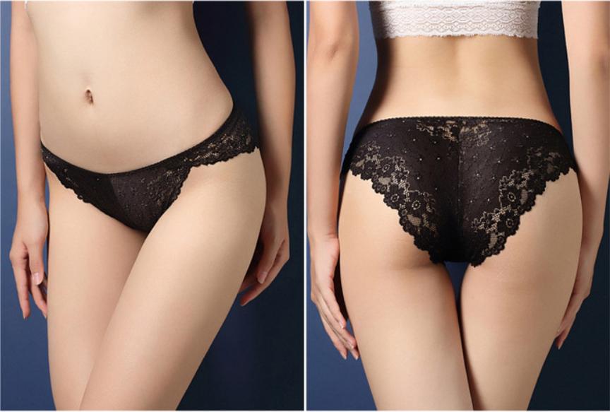 Quần lót nữ ren thêu hoa - Màu đen