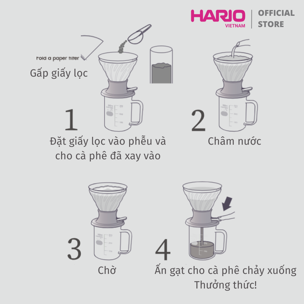 Phễu pha cà phê HARIO Switch chất liệu thủy tinh, có van đóng / mở để ngâm ủ cà phê - Immersion Dripper Switch SSD-360-B