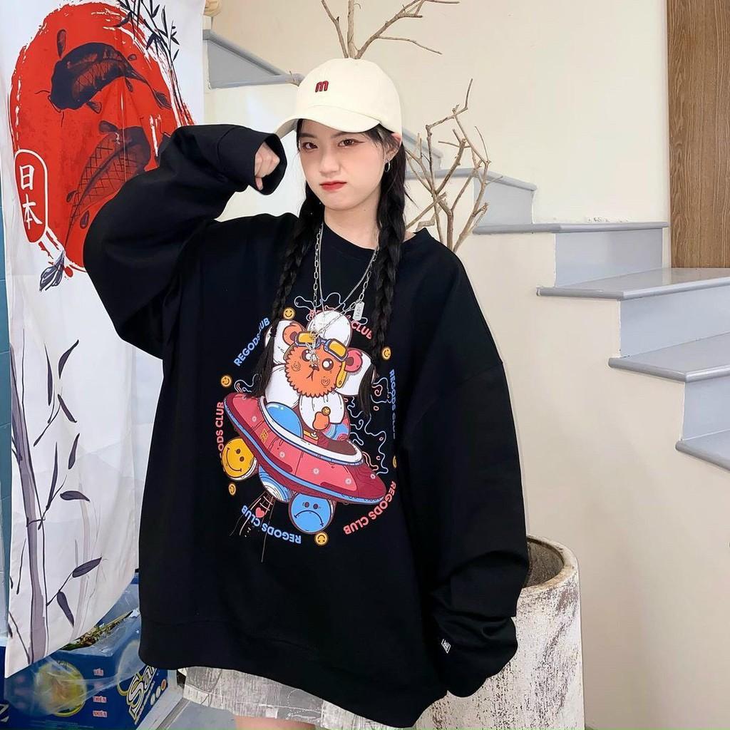 Áo khoác Sweater thun nỉ Bông in monkey Form Rộng Unisex Nam Nữ Ulzzang KUN