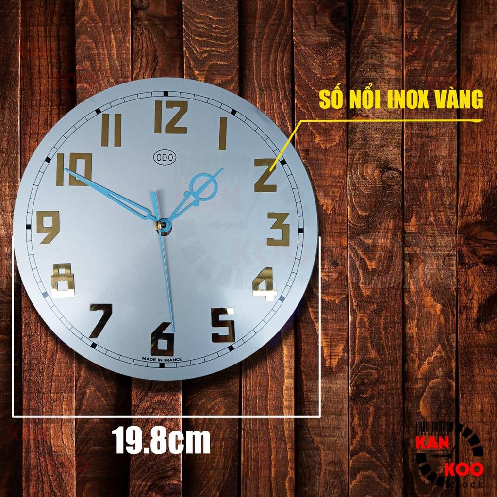 Mặt số nhôm đồng hồ Odo hình tròn- số nổi bằng inox xi vàng- kích thước 19.8cm