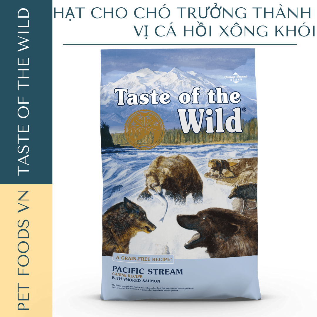 Hạt cho chó trưởng thành TASTE OF THE WILD Pacific Stream vị Cá Hồi Xông Khói