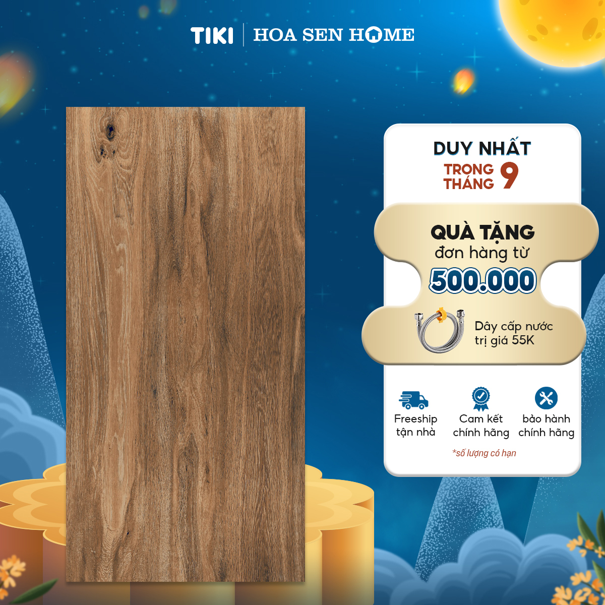 Gạch men lát nền LUSTRA INSPA0601200034 loại gạch granite vân gỗ tự nhiên, độ dày 9.4mm, gạch 1 face, kích thước 600mmx1200mm, thùng 2 viên - Hàng chính hãng