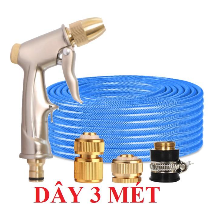 ️️ Bộ dây vòi xịt nước rửa xe, tưới cây loại 3m, 5m 206701-1 đầu đồng, cút đồng,nối đồng+ túi đựng bút